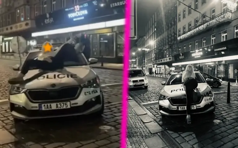 Tanec na policejním autě