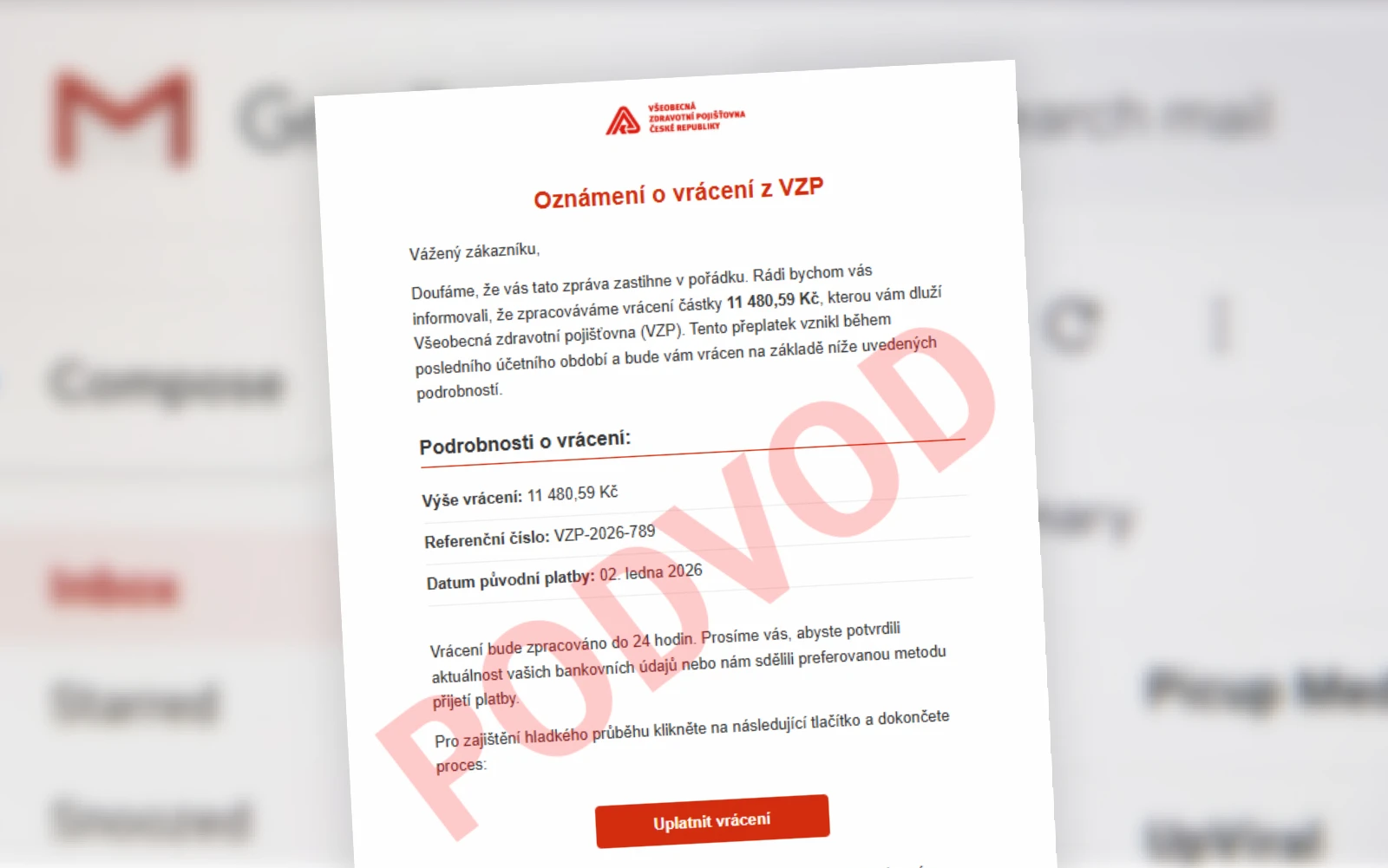 Podvodný e-mail VZP